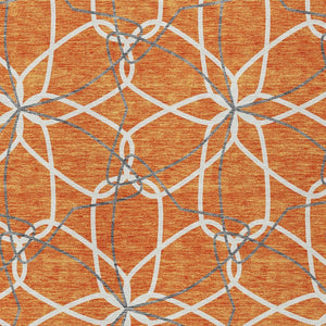HomeRoots 5' Bold Orange and Ivory Geometric Area Rug - Stylish, Machine Washable for Indoor & Outdoor Use 9' X 12' 613029