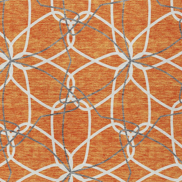 HomeRoots 5' Bold Orange and Ivory Geometric Area Rug - Stylish, Machine Washable for Indoor & Outdoor Use 9' X 12' 613029