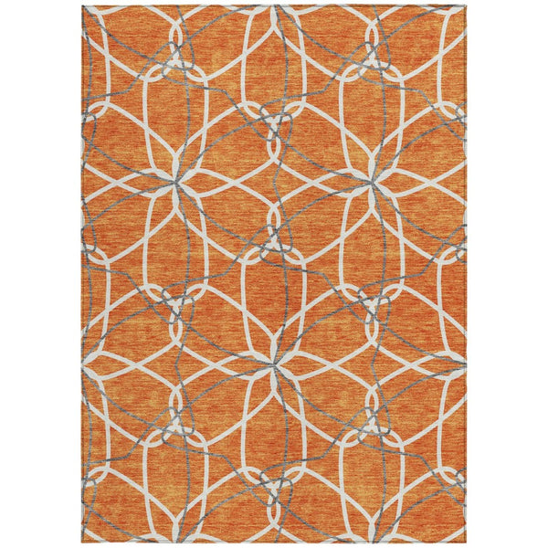 HomeRoots 5' Bold Orange and Ivory Geometric Area Rug - Stylish, Machine Washable for Indoor & Outdoor Use 10' X 14' 613030