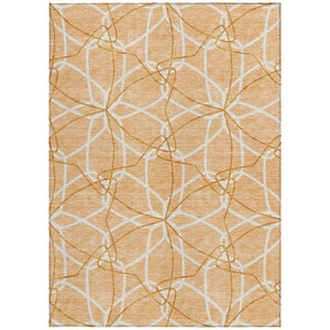 Homeroots 3' Geometric Washable Area Rug For Indoor & Outdoor Use - Stylish & Durable For High Traffic Areas Peach Polyester 613035