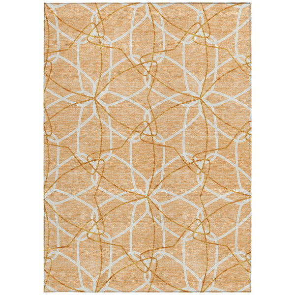 Homeroots 3' Geometric Washable Area Rug For Indoor & Outdoor Use - Stylish & Durable For High Traffic Areas Peach Polyester 613035