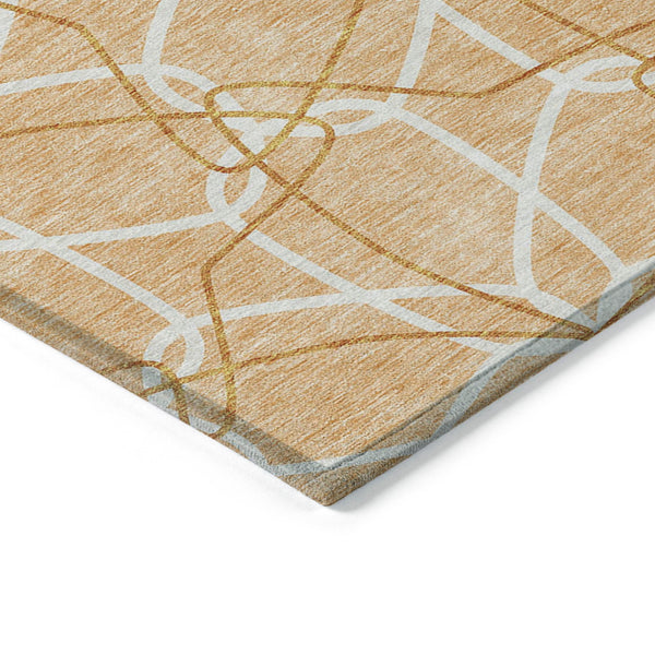 Homeroots 3' Geometric Washable Area Rug For Indoor & Outdoor Use - Stylish & Durable For High Traffic Areas Peach Polyester 613036