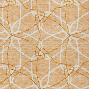 Homeroots 3' Geometric Washable Area Rug For Indoor & Outdoor Use - Stylish & Durable For High Traffic Areas Peach Polyester 613036