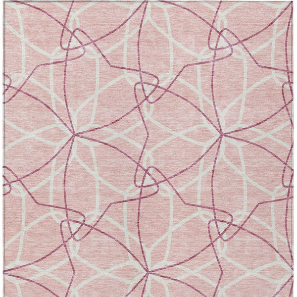 Homeroots 3' Geometric Washable Area Rug For Indoor & Outdoor Use - Stylish & Durable For High Traffic Areas Pink Polyester 613037