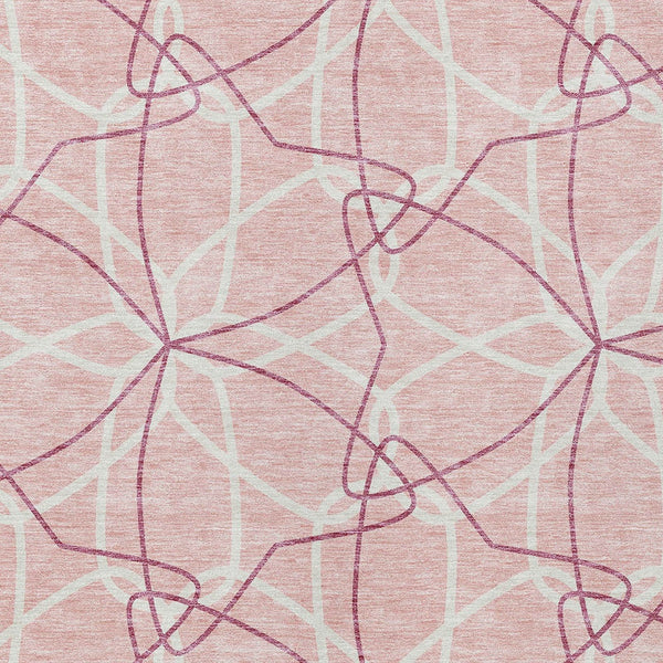 Homeroots 3' Geometric Washable Area Rug For Indoor & Outdoor Use - Stylish & Durable For High Traffic Areas Pink Polyester 613037