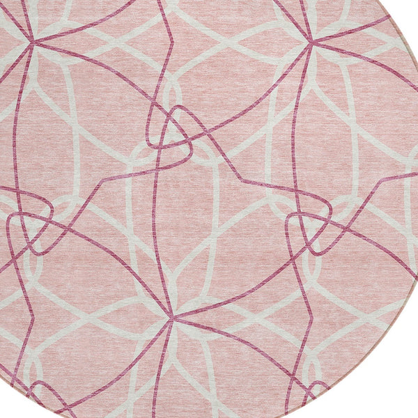 Homeroots 3' Geometric Washable Area Rug For Indoor & Outdoor Use - Stylish & Durable For High Traffic Areas Pink Polyester 613039