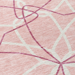 Homeroots 3' Geometric Washable Area Rug For Indoor & Outdoor Use - Stylish & Durable For High Traffic Areas Pink Polyester 613039