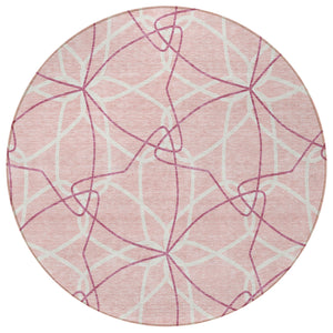 Homeroots 3' Geometric Washable Area Rug For Indoor & Outdoor Use - Stylish & Durable For High Traffic Areas Pink Polyester 613039