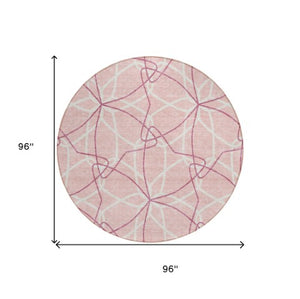 Homeroots 3' Geometric Washable Area Rug For Indoor & Outdoor Use - Stylish & Durable For High Traffic Areas Pink Polyester 613039