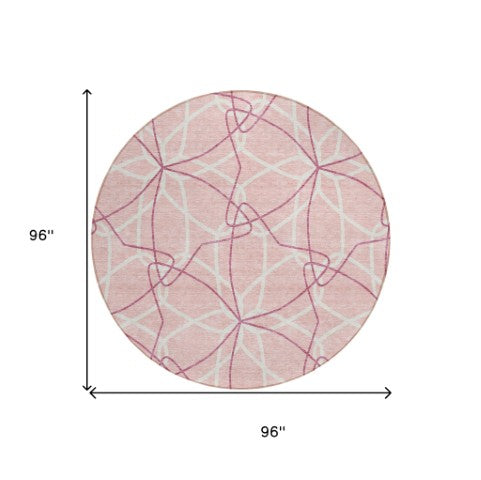 Homeroots 3' Geometric Washable Area Rug For Indoor & Outdoor Use - Stylish & Durable For High Traffic Areas Pink Polyester 613039