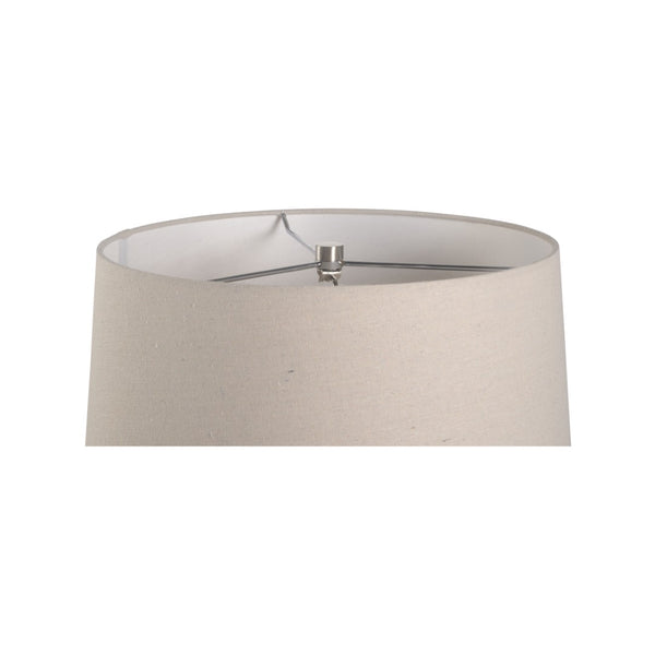 Wildwood Kuro Hand‑Turned Table Lamp With Mineral Glaze, Linen Empire Shade & Cloth Cord — Sculptural Warmth 61304-2