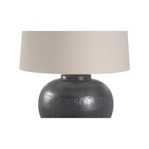 Wildwood Kuro Hand‑Turned Table Lamp With Mineral Glaze, Linen Empire Shade & Cloth Cord — Sculptural Warmth 61304-2