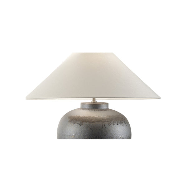 Wildwood Kuro Hand-Turned Table Lamp With Mineral Glaze & Linen Empire Shade — Sculptural Japanese Craftsmanship 61304