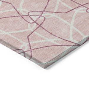 Homeroots 3' Geometric Washable Area Rug For Indoor & Outdoor Use - Stylish & Durable For High Traffic Areas Pink Polyester 613042