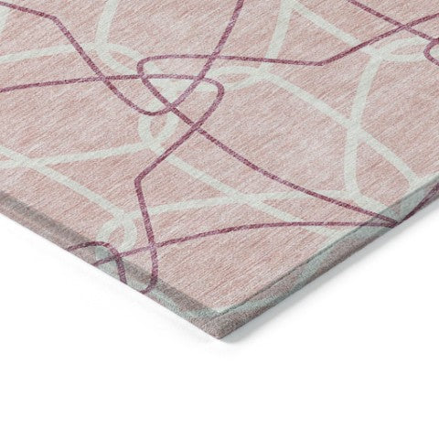 Homeroots 3' Geometric Washable Area Rug For Indoor & Outdoor Use - Stylish & Durable For High Traffic Areas Pink Polyester 613042
