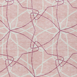 Homeroots 3' Geometric Washable Area Rug For Indoor & Outdoor Use - Stylish & Durable For High Traffic Areas Pink Polyester 613042