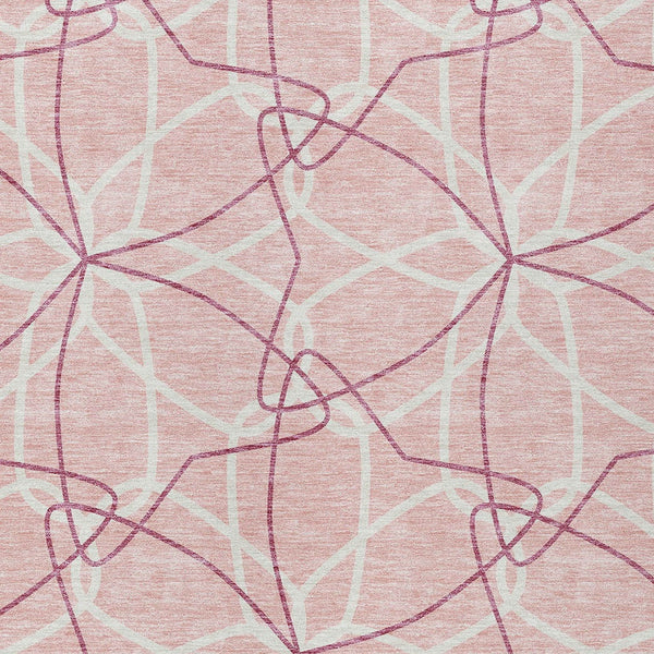 Homeroots 3' Geometric Washable Area Rug For Indoor & Outdoor Use - Stylish & Durable For High Traffic Areas Pink Polyester 613042