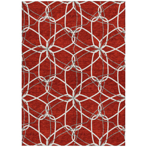Homeroots 3' Geometric Washable Area Rug For Indoor & Outdoor Use - Stylish & Durable For High Traffic Areas Red Polyester 613044