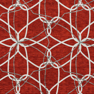 Homeroots 3' Geometric Washable Area Rug For Indoor & Outdoor Use - Stylish & Durable For High Traffic Areas Red Polyester 613046