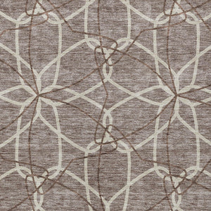 Homeroots 3' Geometric Washable Area Rug For Indoor & Outdoor Use - Stylish & Durable For High Traffic Areas Taupe Polyester 613049