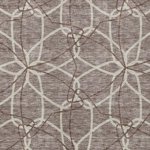 Homeroots 3' Geometric Washable Area Rug For Indoor & Outdoor Use - Stylish & Durable For High Traffic Areas Taupe Polyester 613049