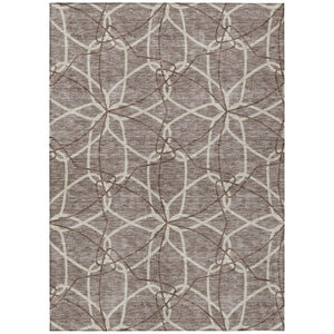 HomeRoots 5' Taupe and Ivory Geometric Area Rug - Stylish, Washable, Durable, Perfect for Indoor & Outdoor Spaces 8' X 10' 613052