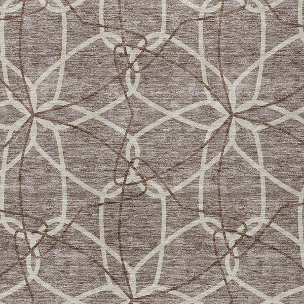 HomeRoots 5' Taupe and Ivory Geometric Area Rug - Stylish, Washable, Durable, Perfect for Indoor & Outdoor Spaces 8' X 10' 613052