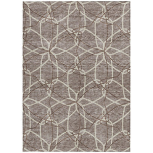 Homeroots 3' Geometric Washable Area Rug For Indoor & Outdoor Use - Stylish & Durable For High Traffic Areas Taupe Polyester 613054