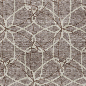 Homeroots 3' Geometric Washable Area Rug For Indoor & Outdoor Use - Stylish & Durable For High Traffic Areas Taupe Polyester 613054