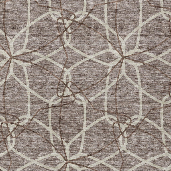 Homeroots 3' Geometric Washable Area Rug For Indoor & Outdoor Use - Stylish & Durable For High Traffic Areas Taupe Polyester 613054