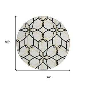 Homeroots 3' Geometric Washable Area Rug For Indoor & Outdoor Use - Stylish & Durable For High Traffic Areas White Polyester 613057