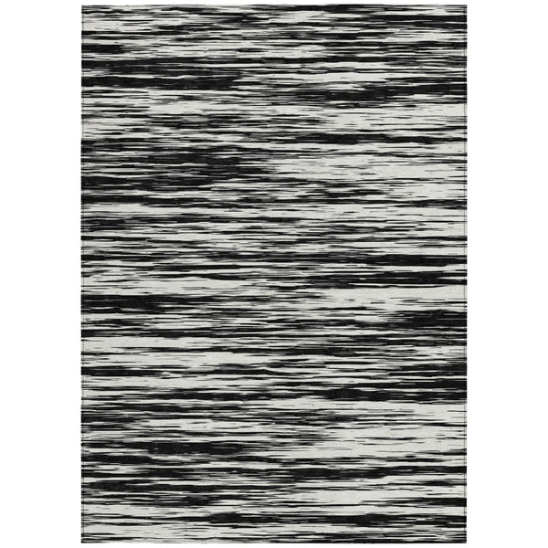 Homeroots 3' Abstract Washable Indoor Outdoor Area Rug - Durable, Stylish, And Easy To Maintain For Any Space Black Polyester 613068