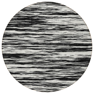 Homeroots 3' Abstract Washable Indoor Outdoor Area Rug - Durable, Stylish, And Easy To Maintain For Any Space Black Polyester 613069