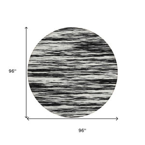 Homeroots 3' Abstract Washable Indoor Outdoor Area Rug - Durable, Stylish, And Easy To Maintain For Any Space Black Polyester 613069