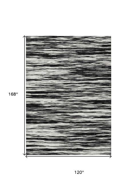 Homeroots 3' Abstract Washable Indoor Outdoor Area Rug - Durable, Stylish, And Easy To Maintain For Any Space Black Polyester 613072