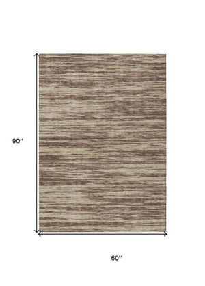 Homeroots 3' Abstract Washable Indoor Outdoor Area Rug - Durable, Stylish, And Easy To Maintain For Any Space Brown Polyester 613074