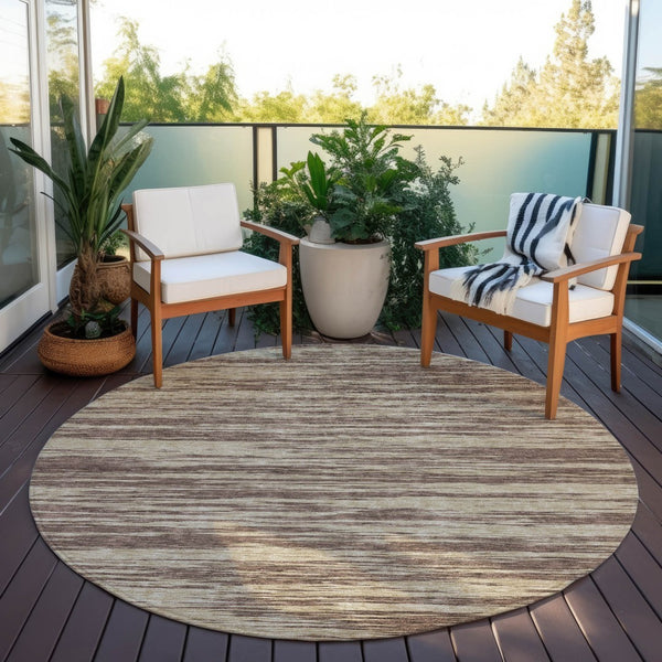 Homeroots 3' Abstract Washable Indoor Outdoor Area Rug - Durable, Stylish, And Easy To Maintain For Any Space Brown Polyester 613075