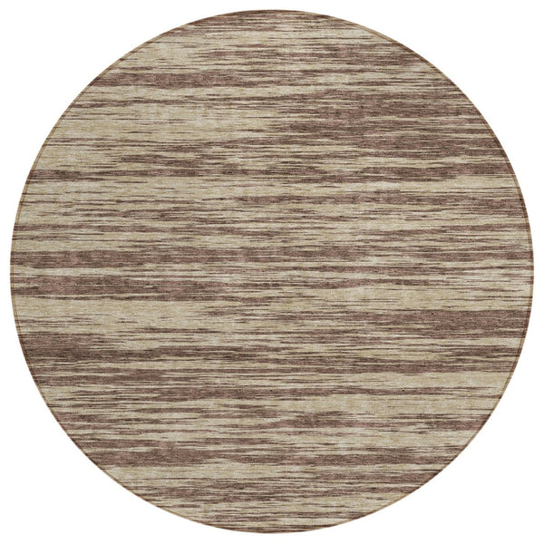 HomeRoots 5' Versatile Brown and Beige Abstract Area Rug for Indoor/Outdoor Use - Durable, Stylish, Washable! 8' Round 613075