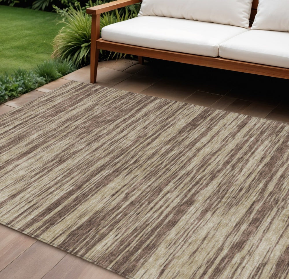 HomeRoots 5' Versatile Brown and Beige Abstract Area Rug for Indoor/Outdoor Use - Durable, Stylish, Washable! 10' X 14' 613078