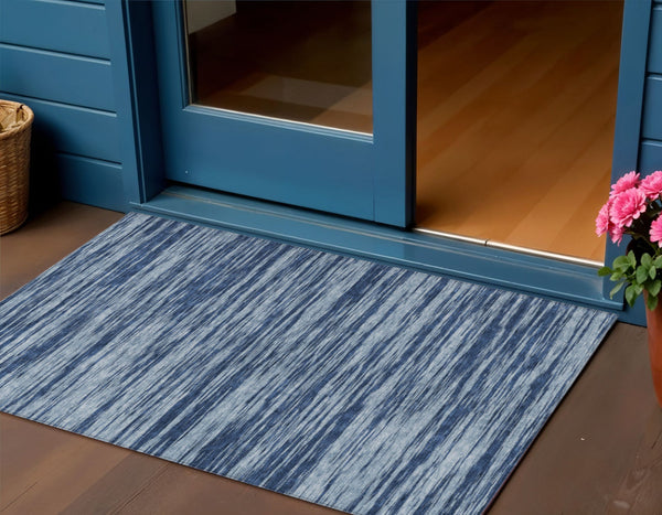 Homeroots 3' Abstract Washable Indoor Outdoor Area Rug - Durable, Stylish, And Easy To Maintain For Any Space Blue Polyester 613079