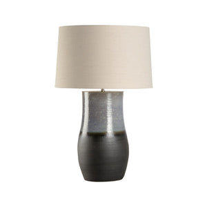 Wildwood Sana Handcrafted Japanese Table Lamp With Blue Ombré Glaze, Linen Shade & Cloth-Wrapped Cord (28.5") 61308-2