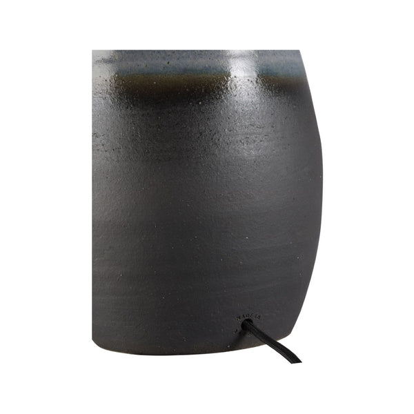 Wildwood Sana Handcrafted Japanese Table Lamp With Blue Ombré Glaze, Linen Shade & Cloth-Wrapped Cord (28.5") 61308-2