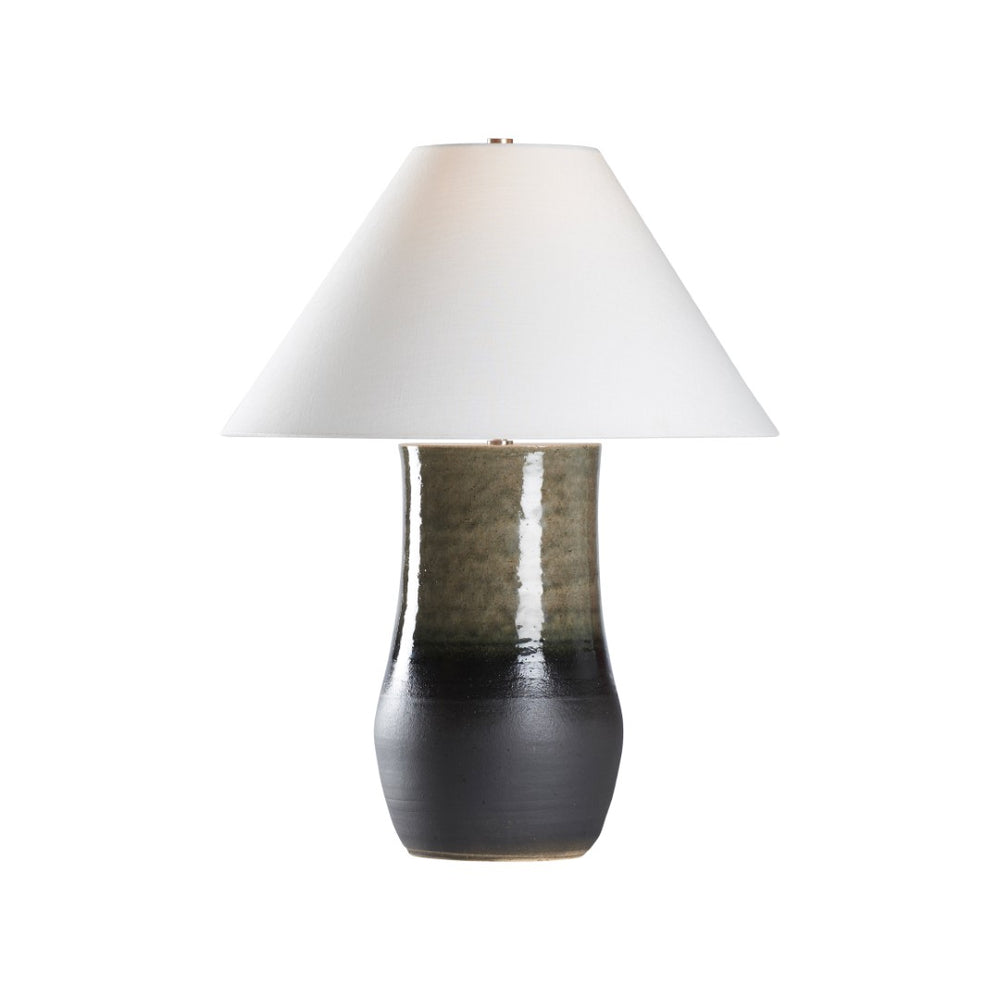 Wildwood Sana Handcrafted Japanese Table Lamp With Blue Ombré Glaze, Linen Shade & Cloth-Wrapped Cord, 28.5"H 61308