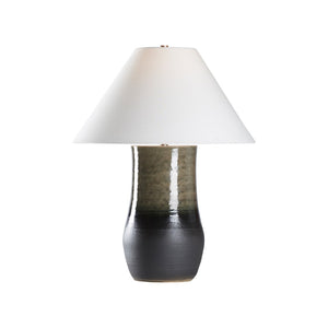 Wildwood Sana Handcrafted Japanese Table Lamp With Blue Ombré Glaze, Linen Shade & Cloth-Wrapped Cord, 28.5"H 61308