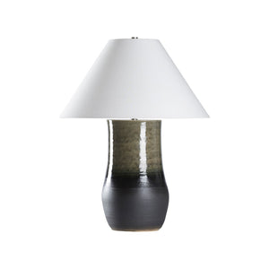 Wildwood Sana Handcrafted Japanese Table Lamp With Blue Ombré Glaze, Linen Shade & Cloth-Wrapped Cord, 28.5"H 61308