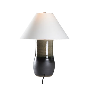 Wildwood Sana Handcrafted Japanese Table Lamp With Blue Ombré Glaze, Linen Shade & Cloth-Wrapped Cord, 28.5"H 61308