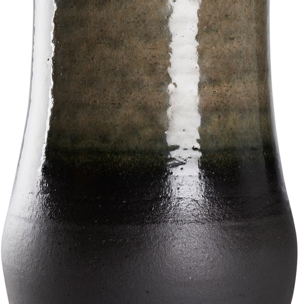 Wildwood Sana Handcrafted Japanese Table Lamp With Blue Ombré Glaze, Linen Shade & Cloth-Wrapped Cord, 28.5"H 61308