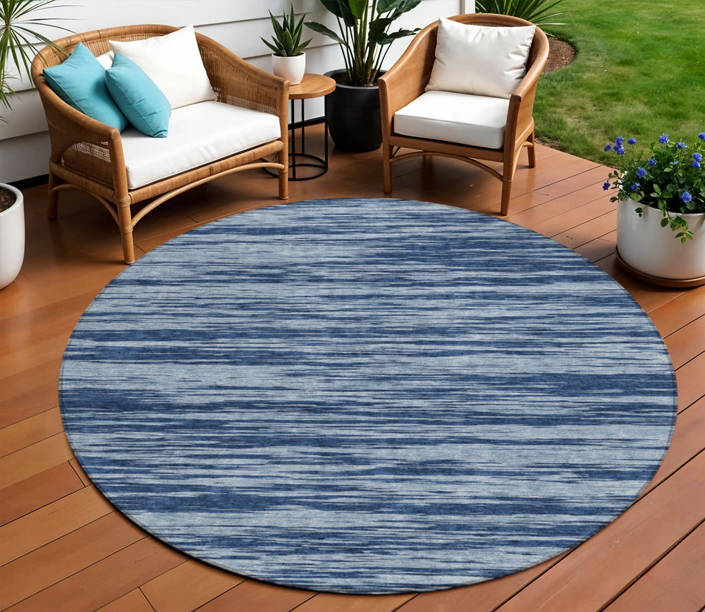 Homeroots 3' Abstract Washable Indoor Outdoor Area Rug - Durable, Stylish, And Easy To Maintain For Any Space Blue Polyester 613081