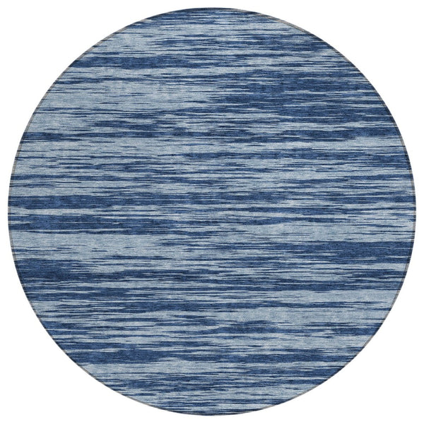 HomeRoots 5' Blue and Navy Abstract Area Rug – Durable, Machine Washable for Indoor & Outdoor Spaces, Stylish Comfort 8' Round 613081