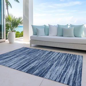 Homeroots 3' Abstract Washable Indoor Outdoor Area Rug - Durable, Stylish, And Easy To Maintain For Any Space Blue Polyester 613084
